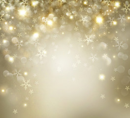 Wall Mural - golden christmas holiday background with blinking stars