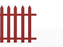 Old Red Fence Rendered On White