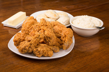 Wall Mural - Fried Chicken with Biscuits and Mashed Potatoes