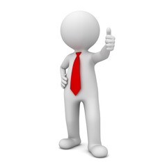 Fototapete - 3d business man showing thumbs up like on white background