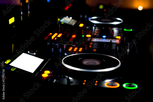 Colourful DJ deck and turntables Canvas Print