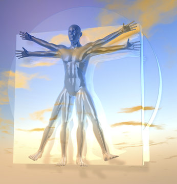Da Vinci Vetruvianischer Mann, Figur, Himmel