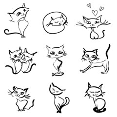 Wall Mural - hand drawn cats vector icons collection