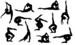 Set of 11 yoga asana's silhouettes