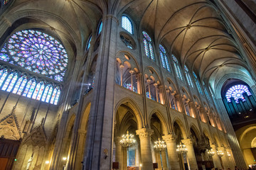 Sticker - Interior of Notre Dame de Paris cathedral, France