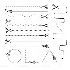 Aufkleber - Scissors silhouettes dividers. Vector design elements