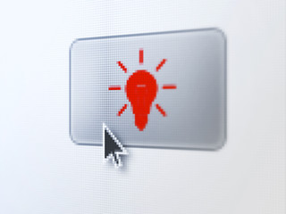 Finance concept: Light Bulb on digital button background