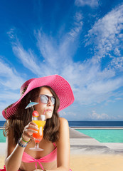 Wall Mural - Beautiful woman on the beach.