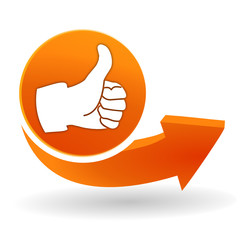 Poster - pouce levé sur bouton web orange
