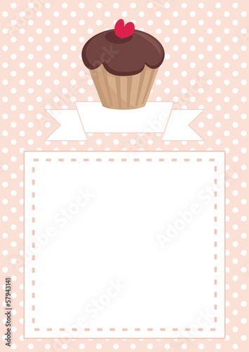 Vector Wedding Card Or Baby Shower Invitation Chocolate Cupcake