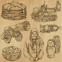 Sticker - Traveling RUSSIA (set no.1) - Set of hand drawn illustrations.