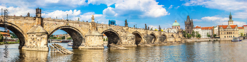 Fotomural Karlov or charles bridge and river Vltava in Prague in summer