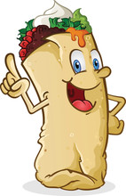 Burrito Cartoon Character Holding Sign