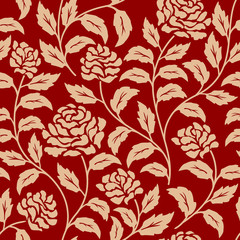 Poster - Red floral seamless pattern
