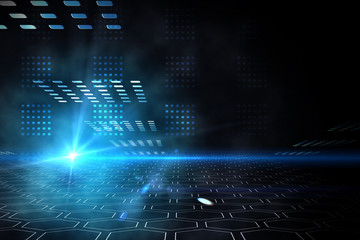 Poster - Technical background with squares and hexagon pattern