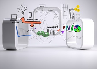 Poster - Drawn graphics on grey abstract background