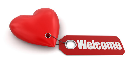 Poster - Heart with label welcome (clipping path included)