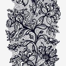 Abstract Lace Ribbon Seamless Pattern With Elements Flowers.