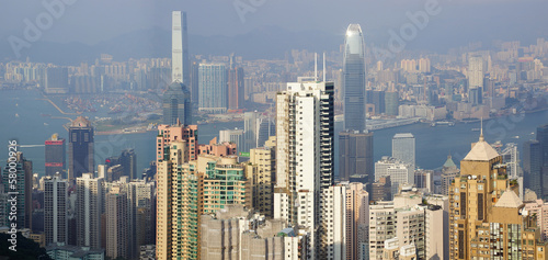 Fotografía Hong Kong skyline from Victoria Peak. Panorama