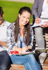 Wall Mural - group of students or teenagers hanging out