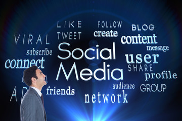 Poster - Composite image of smiling businessman standing
