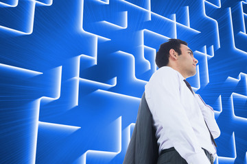 Poster - Composite image of unsmiling businessman standing