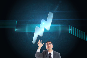 Poster - Composite image of unsmiling businessman catching