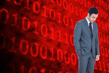 Poster - Composite image of unsmiling businessman standing