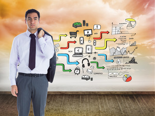 Poster - Composite image of unsmiling businessman standing