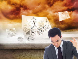 Poster - Composite image of unsmiling businessman catching