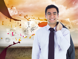 Poster - Composite image of smiling businessman standing