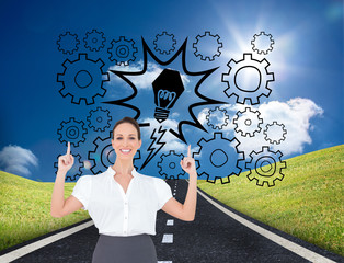 Poster - Composite image of smiling gorgeous businesswoman posing