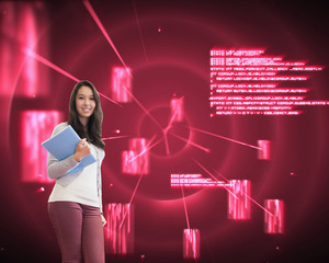 Aufkleber - Composite image of smiling student in a computer room