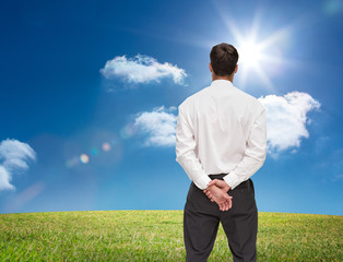 Poster - Composite image of businessman turning his back to camera