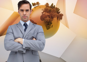 Poster - Composite image of young businessman looking at camera