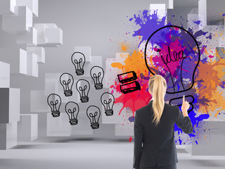 Poster - Composite image of businesswoman pointing somewhere