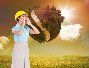 Poster - Composite image of attractive architect shouting