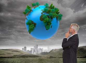 Aufkleber - Composite image of thoughtful mature businessman posing