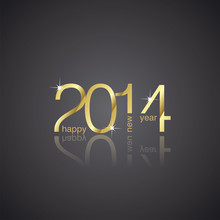 Gold New Year 2014 Black Background Vector