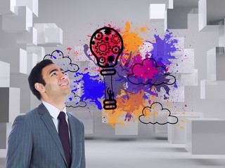 Poster - Composite image of smiling businessman standing