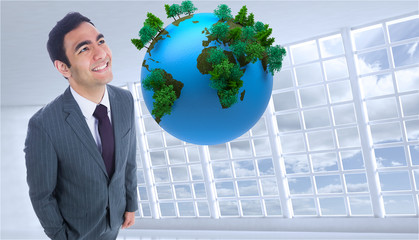 Aufkleber - Composite image of smiling businessman standing