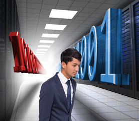 Aufkleber - Composite image of unsmiling casual businessman walking