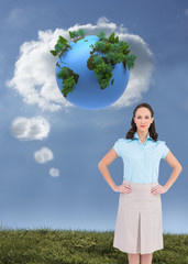 Poster - Composite image of serious stylish businesswoman posing