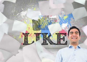 Poster - Composite image of smiling casual man standing