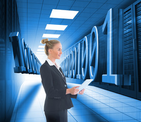 Aufkleber - Composite image of businesswoman holding new tablet