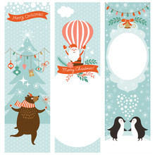 Set Of Vertical Christmas Banners