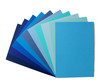 shades of blue in fan arrangement