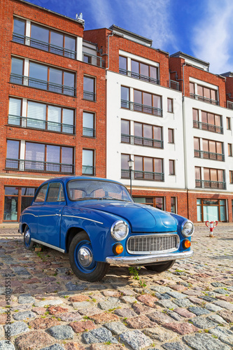 Fototapeta na wymiar Old vintage car on the street of Gdansk, Poland