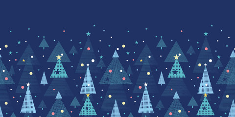 Abstract holiday Christmas trees horizontal seamless pattern