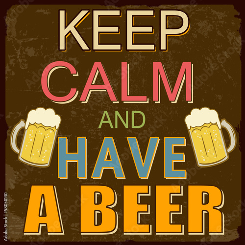 Naklejka - mata magnetyczna na lodówkę Keep calm and have a beer poster